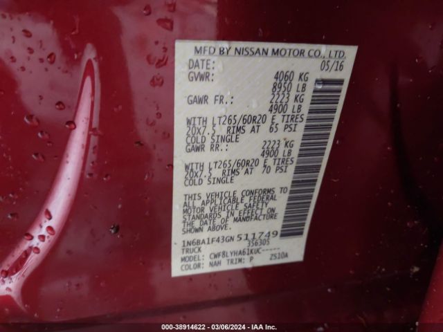 1N6BA1F43GN511749 Nissan Titan Xd Platinum Reserve Diesel