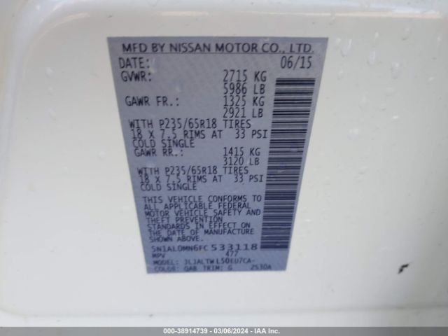 5N1AL0MN6FC533118 Infiniti QX60