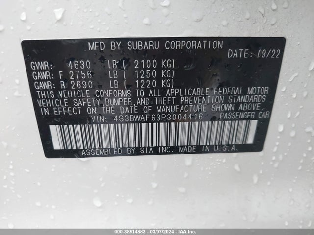 Subaru Legacy Premium 2023 4S3BWAF63P3004416 Image 9