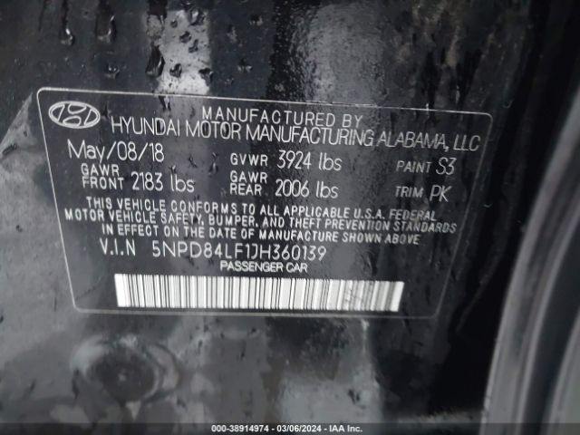 5NPD84LF1JH360139 Hyundai Elantra Value Edition