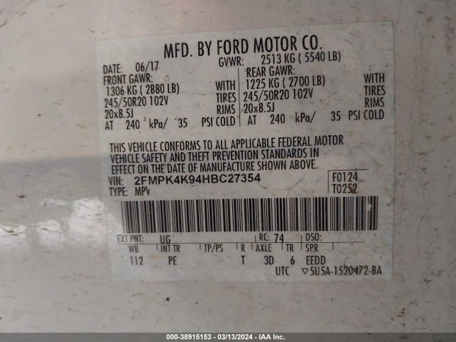 Ford Edge Titanium 2017 2FMPK4K94HBC27354 Image 9