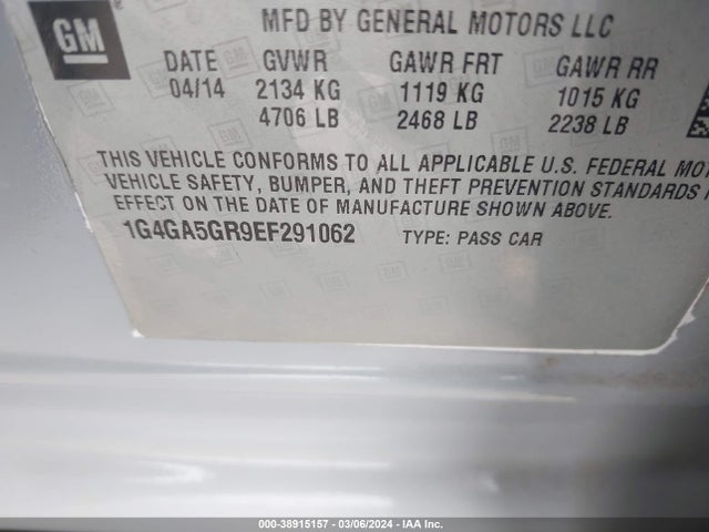 Buick Lacrosse 2014 1G4GA5GR9EF291062 Image 9