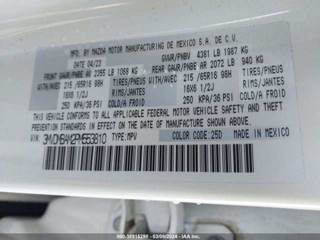 3MVDMBAM2PM553810 Mazda Cx-30 2.5 S
