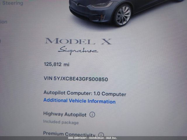 5YJXCBE43GFS00850 Tesla Model X 75d/p100d/p90d