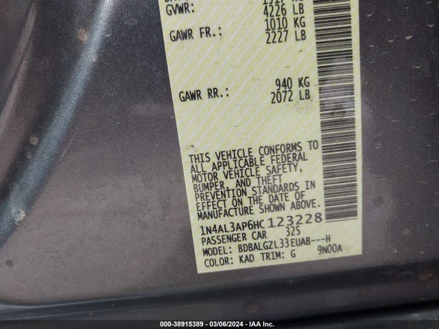 Nissan Altima 2.5 S 2017 1N4AL3AP6HC123228 Image 9