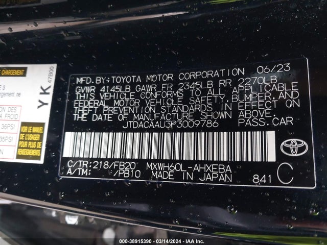 Toyota Prius Le 2023 JTDACAAU3P3009786 Image 9