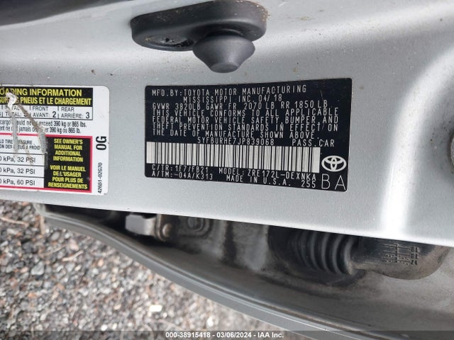 Toyota COROLLA LE 2018 5YFBURHE7JP839068 Image 9