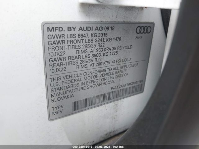 WA1VAAF76KD007795 Audi Q7 55 Premium
