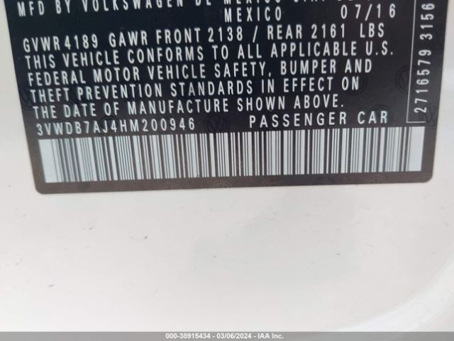 3VWDB7AJ4HM200946 Volkswagen Jetta 1.4t Se