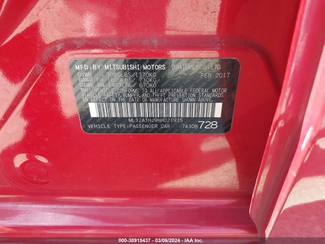 ML32A3HJ9HH021935 Mitsubishi MIRAGE ES