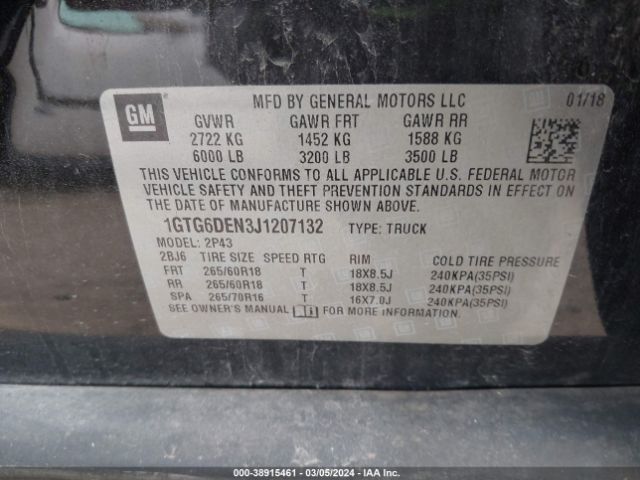 1GTG6DEN3J1207132 GMC CANYON SLT