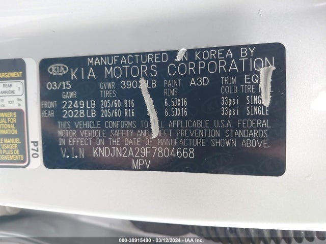 KIA Soul 2015 KNDJN2A29F7804668 Image 9