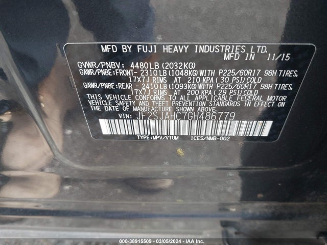 Subaru Forester 2.5i Limited 2016 JF2SJAHC7GH486779 Image 9
