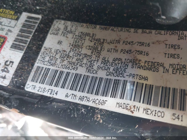 3TMCZ5AN1LM366349 Toyota Tacoma Sr V6