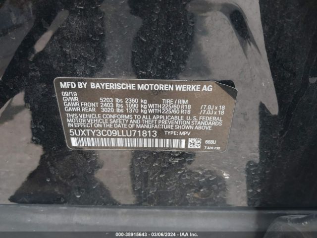 5UXTY3C09LLU71813 BMW X3 Sdrive30i