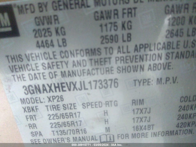 Chevrolet EQUINOX LS 2018 3GNAXHEVXJL173376 Image 9