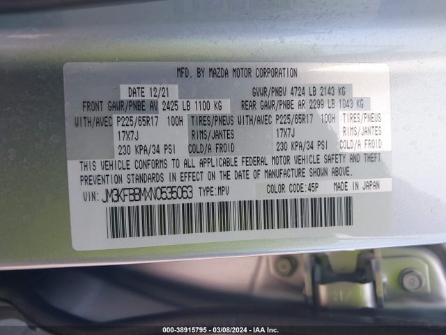 Mazda Cx-5 2.5 S Select 2022 JM3KFBBMXN0535063 Image 9