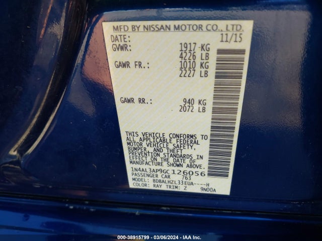 Nissan Altima 2.5 Sr 2016 1N4AL3AP9GC126056 Image 9