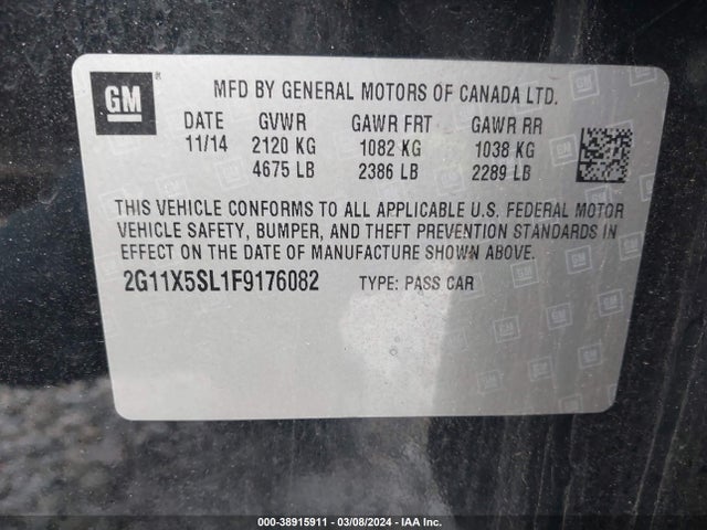 Chevrolet Impala 1fl 2015 2G11X5SL1F9176082 Image 9
