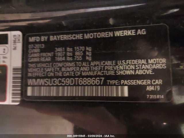 2013 MINI HARDTOP WMWSU3C59DT688667 Photo 8