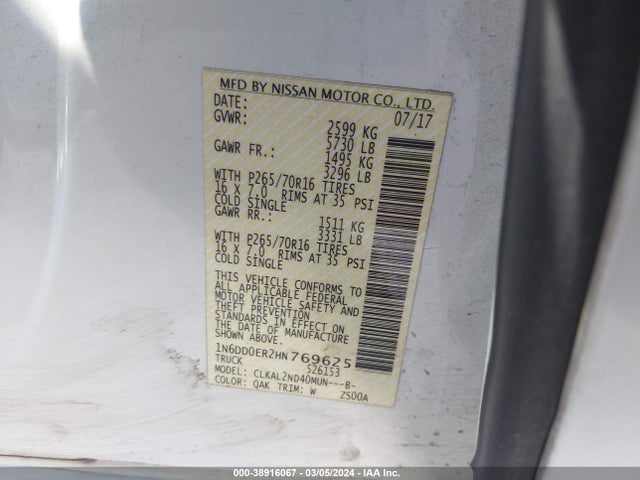 Nissan Frontier Sv 2017 1N6DD0ER2HN769625 Image 9