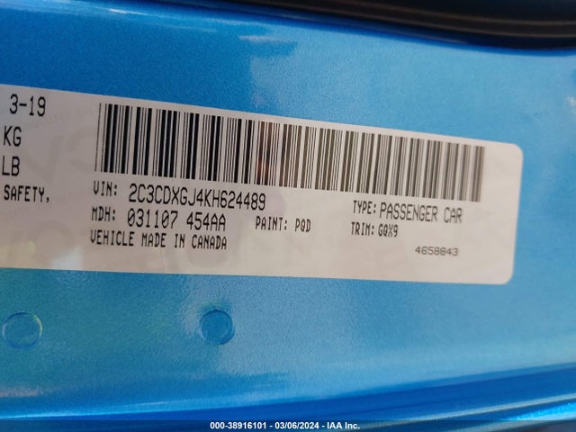 Dodge Charger Scat Pack Rwd 2019 2C3CDXGJ4KH624489 Image 9