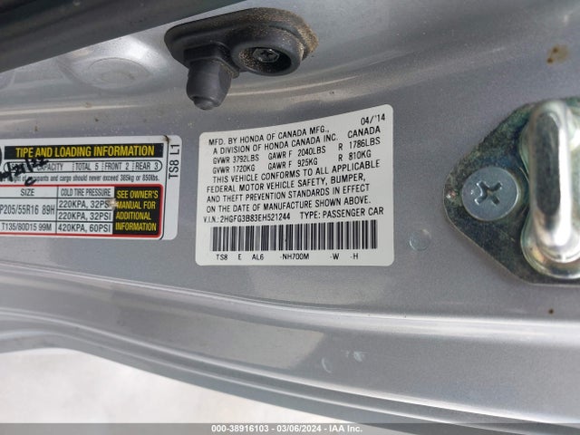 Honda CIVIC EX 2014 2HGFG3B83EH521244 Image 9