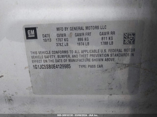 Chevrolet Sonic Lt Auto 2014 1G1JC5SB0E4129985 Image 9