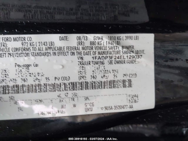 Ford FOCUS SE 2014 1FADP3F24EL129037 Image 9
