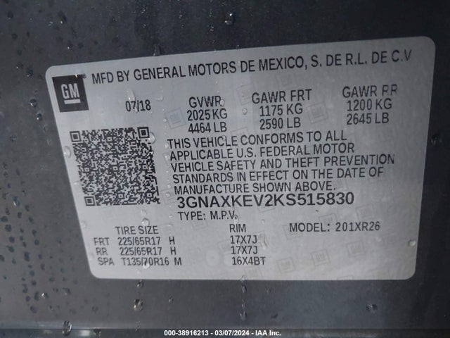 Chevrolet EQUINOX LT 2019 3GNAXKEV2KS515830 Image 9