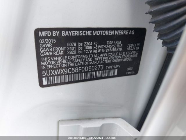 5UXWX9C58F0D60273 BMW X3 Xdrive28i