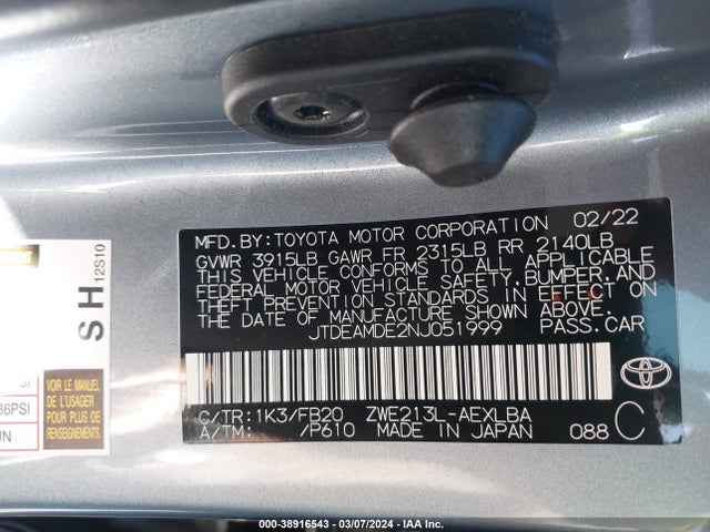 Toyota Corolla Hybrid Le 2022 JTDEAMDE2NJ051999 Image 9