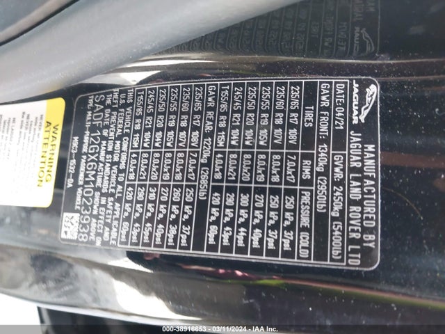 2021 JAGUAR E-PACE SADF12GX6M1023938 Photo 8