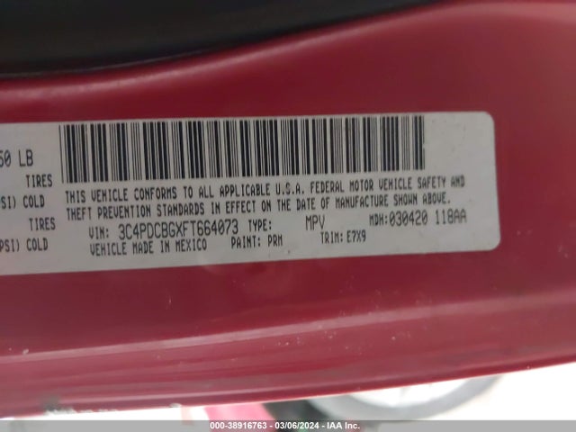 Dodge Journey Sxt 2015 3C4PDCBGXFT664073 Image 9