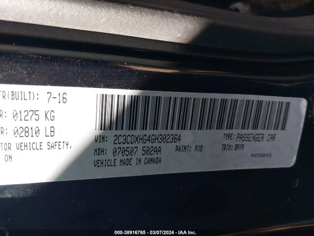 Dodge Charger Sxt 2016 2C3CDXHG4GH302364 Image 9
