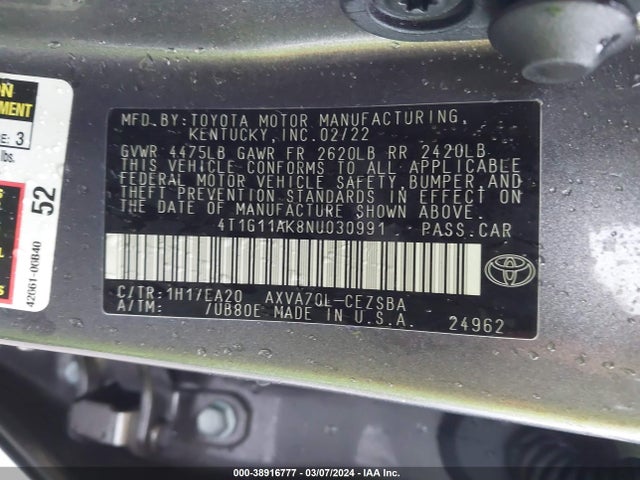 Toyota CAMRY SE 2022 4T1G11AK8NU030991 Image 9