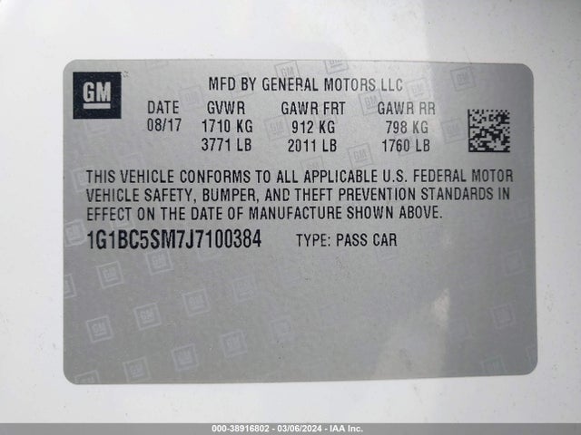 Chevrolet Cruze Ls Auto 2018 1G1BC5SM7J7100384 Image 9