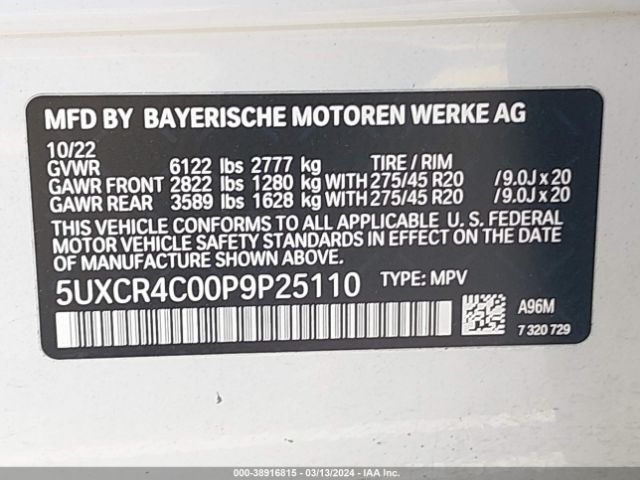 5UXCR4C00P9P25110 BMW X5 Sdrive40i