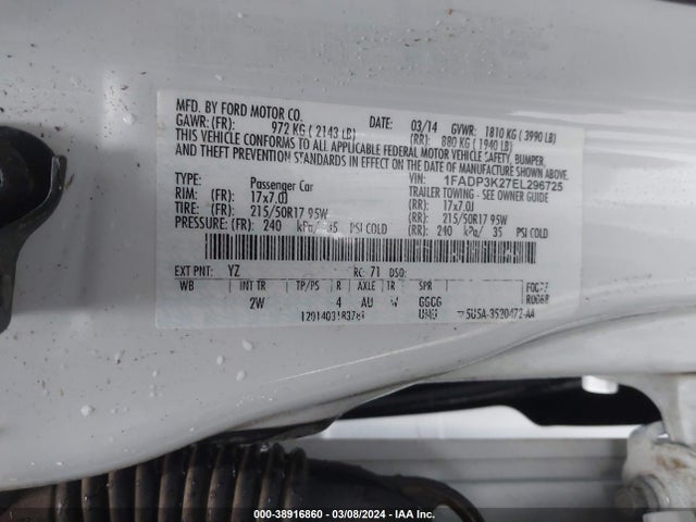 Ford FOCUS SE 2014 1FADP3K27EL296725 Image 9