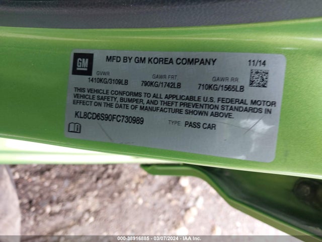 Chevrolet Spark 1lt Cvt 2015 KL8CD6S90FC730989 Image 9