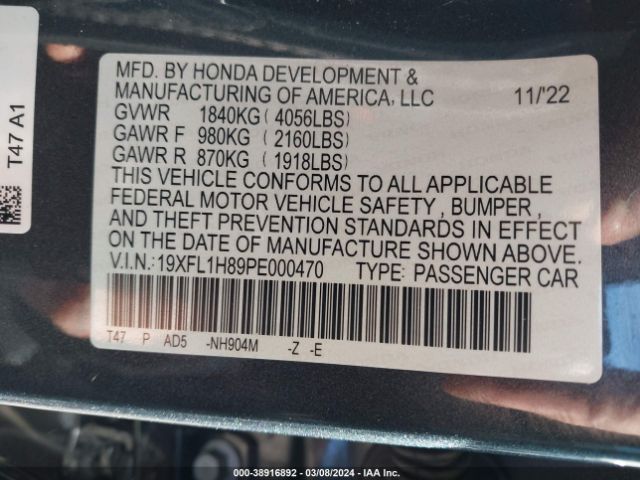 19XFL1H89PE000470 Honda Civic Sport Touring