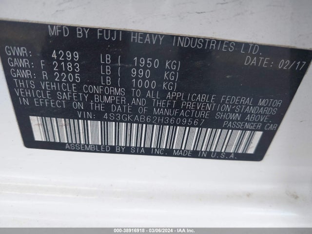 Subaru Impreza 2.0i Premium 2017 4S3GKAB62H3609567 Image 9