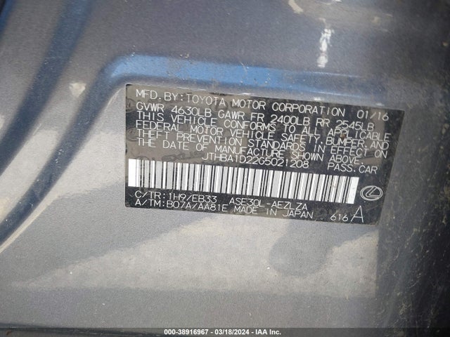 JTHBA1D22G5021208 Lexus IS 200T
