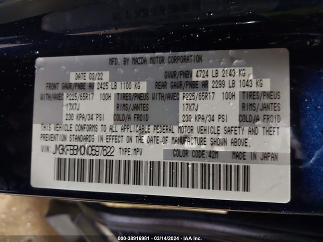 JM3KFBBM0N0597622 Mazda Cx-5 2.5 S Select