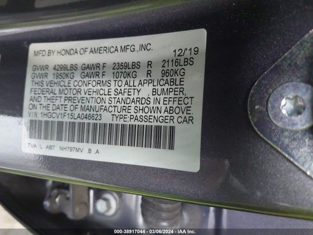 Honda ACCORD LX 2020 1HGCV1F15LA046623 Image 9