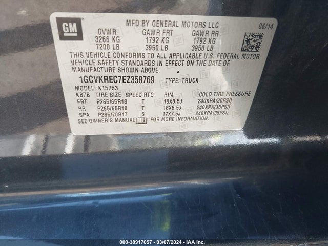 Chevrolet Silverado 1500 2lt 2014 1GCVKREC7EZ358769 Image 9