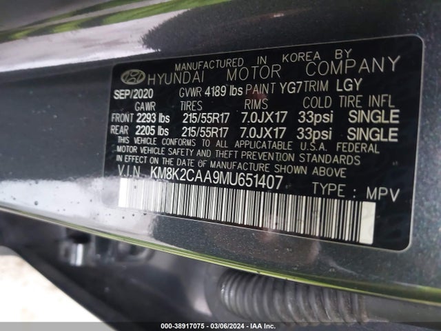 Hyundai Kona Sel 2021 KM8K2CAA9MU651407 Image 9