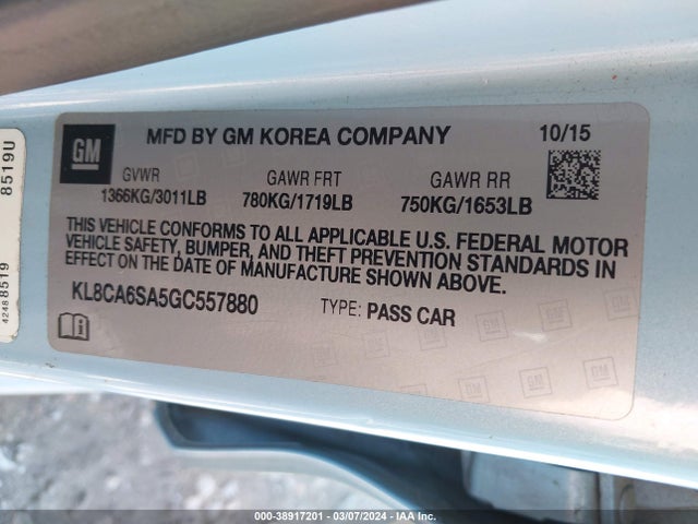 Chevrolet Spark Ls Manual 2016 KL8CA6SA5GC557880 Image 9
