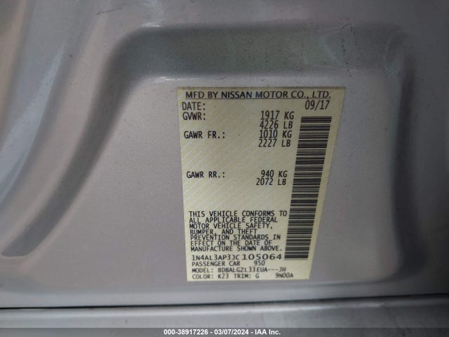 Nissan Altima 2.5 S 2018 1N4AL3AP3JC105064 Image 9