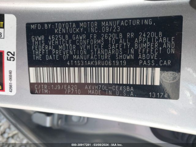 4T1S31AK9RU061919 Toyota Camry Hybrid Se